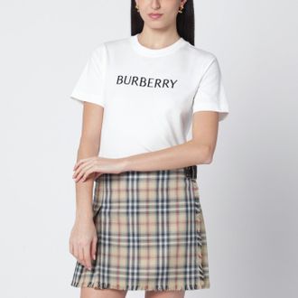 Burberry T-shirt bianca con stampa logo