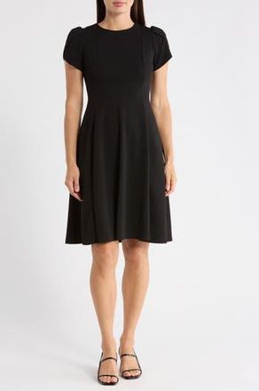 Calvin Klein Tulip Sleeve Fit & Flare Dress in Black at Nordstrom Rack, Size 12