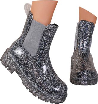 Generic Petite Women Womens Rylien Stretch Rain Boots 10 Snow Wellies Block Heel Suede Rainy Days Country Walk Western Cowboy Knee High Faux Leather (11) Grey