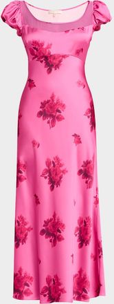 LoveShackFancy Joelette Satin Midi Dress