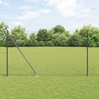 vidaXL Reja Con Postes Gris 1.5 X 25 M Acero Recubierto De Pvc Vidaxl