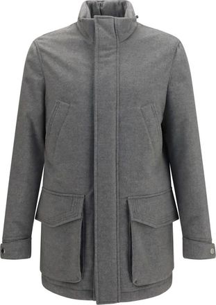 Brunello Cucinelli Grey Mock Collar Jacket