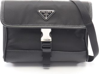 Prada Black Nylon Saffiano Triangle Shoulder Bag (Pre-Owned)