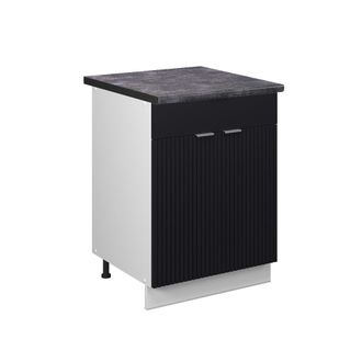 Vicco Mueble Bajo De Cocina Fame-line, Rayas Negras, 60 Cm Con Caj&oacute;n, Et Antracita