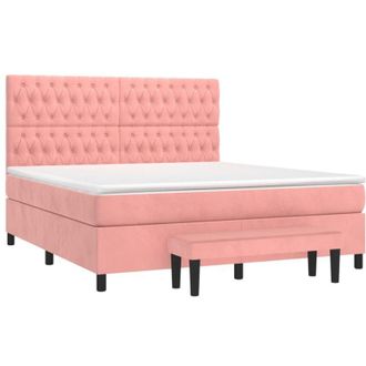 vidaXL Vidaxl - Cama Box Spring Con Colch&oacute;n Terciopelo Rosa 180x200 Cm