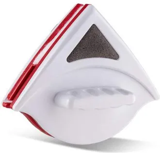 OEM Brosse De Nettoyage Magnetique - Double Face - Pour Vitres 15 A 24 Mm - Design Triangulaire - Corde Anti-chute 2 M - Rouge