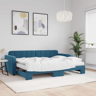 vidaXL Vidaxl - Sof&aacute; Cama Nido Con Colch&oacute;n Terciopelo Azul 80x200 Cm