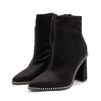 Bar III Womens Layneef Studded Block Heel Bootie In Black Mc