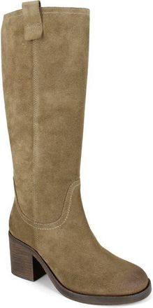 Zigi Soho Casper Knee High Block Heel Boot in Beige Suede at Nordstrom, Size 11