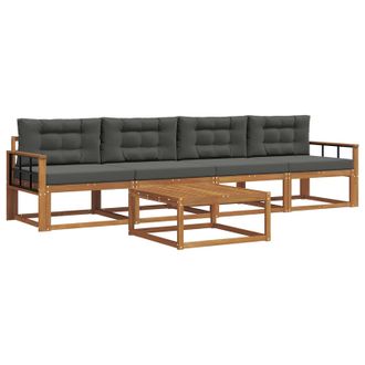 vidaXL Conjunto De Sof&aacute;s De Exterior 5 Pcs Natural Y Antracita Vidaxl