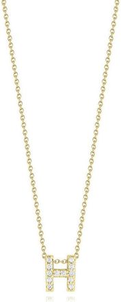 Roberto Coin 18K Yellow Gold 0.06Ct Diamond Tiny Treasures Letter H Necklace - 001634Aychxh