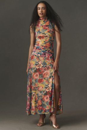 BHLDN Mock-Neck Mesh Maxi Dress
