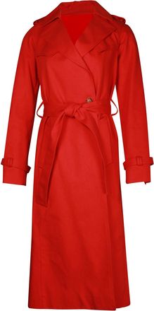 Maje Goldie Trench Coat in Red Cotton