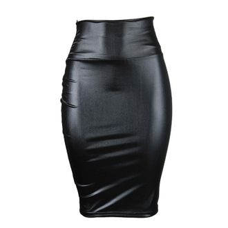 Generic duxyoz Leather Skirt Womens Sexy High Waist Pu Leather Pencil Skirts Slim Fit Wet Look Pencil Fitted Tube Midi Mini Skirts Plus Size Wrap Hip Skorts f