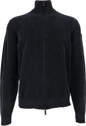 Roberto Ricci Design Plush Velvet High-Collar Full-Zip Knit Sweater