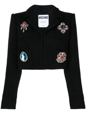 Moschino Giacca crop con decorazione - Nero