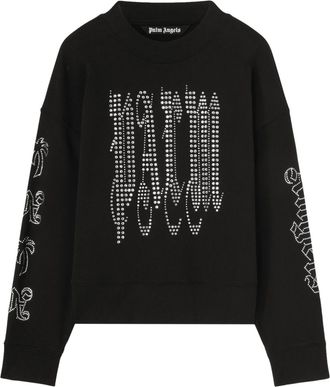 Palm Angels studded-logo cotton sweatshirt - men - Cotton/glass - 3XL - Black