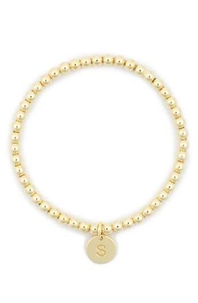Meshmerise Initial Charm Ball Stretch Bracelet in Yellow-S at Nordstrom Rack