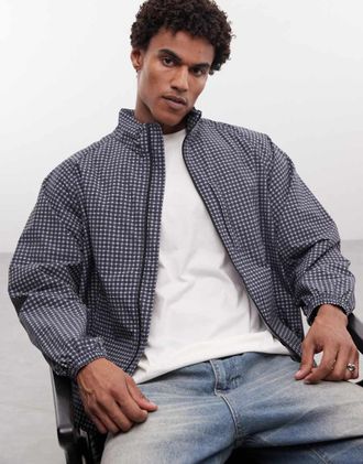 Gramicci giacca corta in nylon a quadretti navy-Blu navy