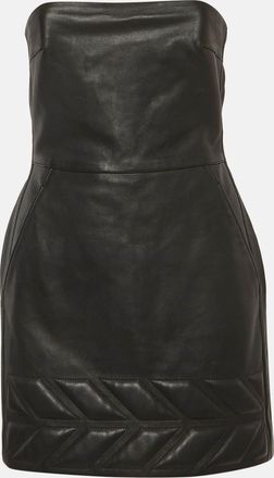 DAVID KOMA Black Leather Strapless Mini Dress