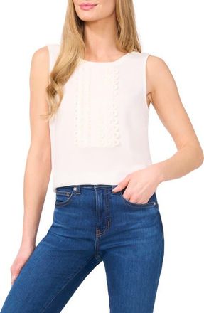 CeCe by Cynthia Steffe Scalloped Pintuck Pleat Sleeveless Crepe Top in New Ivory at Nordstrom, Size X-Large
