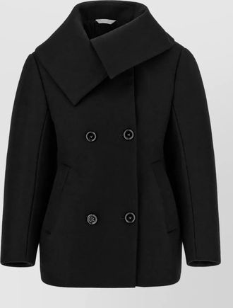 Balenciaga wool asymmetric high-neck double-breasted fitted jacket