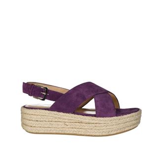 Sergio Rossi Wedges, female, Purple, 4 UK, Calfskin Platform Espadrilles