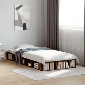 vidaXL Vidaxl - Estructura De Cama Madera De Ingenier&iacute;a Roble Ahumado 90x200 Cm