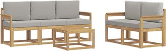 vidaXL Conjunto De Sof&aacute;s De Exterior 6 Uds. Blanco Y Gris Claro Vidaxl