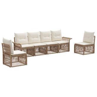 vidaXL Conjunto De Sof&aacute;s De Jard&iacute;n 6 Pcs Beige Rat&aacute;n Sint&eacute;tico Vidaxl