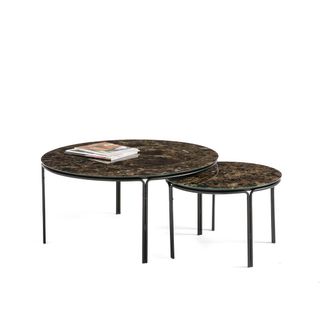 La Redoute Interieurs Set van 2 ronde salontafels met marmer effect, Chici