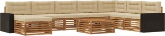 vidaXL Conjunto De Sof&aacute;s De Exterior 9 Uds. Natural Y Beige Vidaxl