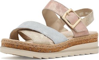 Rieker V7951 Regina 41 Womens Wedge Shoes Nude/Silver/Rosa/Musche : EU 42 (US Womens 10-10.5) M, Leather