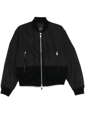 A|X Armani Exchange logo-patch bomber jacket - Black