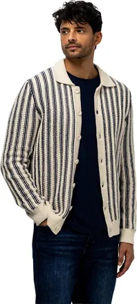 State of Art Vest State of Art gestreept creme navy knopen