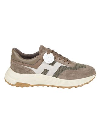 Hogan Hyperlight Taupe Suede-Leather Low-Top Sneakers
