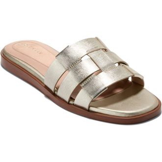 Cole Haan Ensley Go-To Slide Sandal in Soft Gold Saffiano Leather at Nordstrom Rack, Size 7.5
