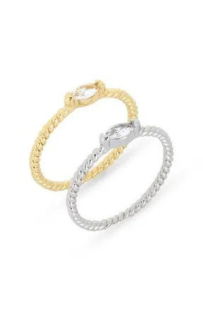 Nordstrom Rack 2-Pack Mixed Metal Cubic Zirconia Rings in Clear- Gold- Silver at Nordstrom Rack, Size 6