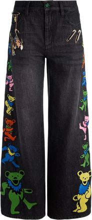 Alice & Olivia Jeans Amazing con ricamo - Nero