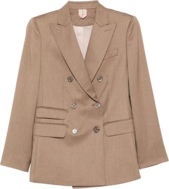 Max Mara Double-Breasted Wool Twill Blazer - Dames - Blazers - Bruin - M - Wol - Jassen