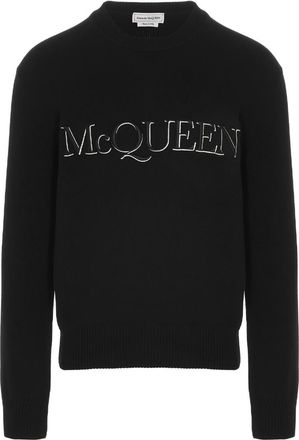 Alexander McQueen Black Sweater with embroidered logo