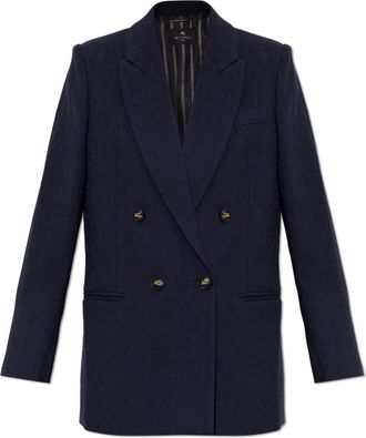 Etro Dubbelrijige wollen blazer - Dames - Blazers - Blauw - M - Wol - Jassen