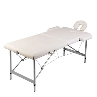 vidaXL Vidaxl Lettino Da Massaggio Bianco Crema 2 Zone Telaio In Alluminio