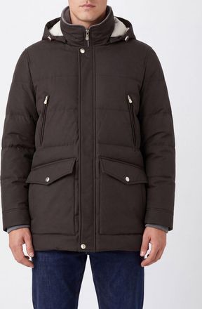 Brunello Cucinelli Short Water-Repellent Nylon Parka with Removable Hood