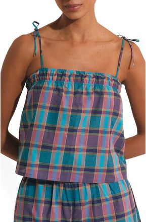 Etam Vagabonde Plaid Cotton Pajama Camisole in Blue at Nordstrom, Size X-Small