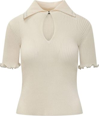 Pinko Polo shirt met keyhole-kraag - Dames - Polos - Wit - L - Tops