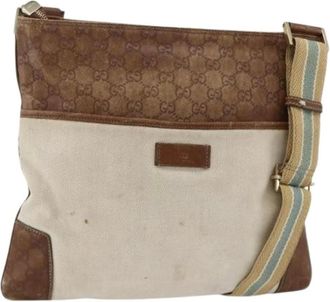Gucci Pre-owned Cross Body Bags, female, Beige, Size: ONE SIZE Pre-owned Vintage GG Canvas Shoulder Bag