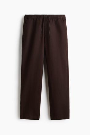 H&M Hose aus Leinenmix in Regular Fit - Dunkelbraun