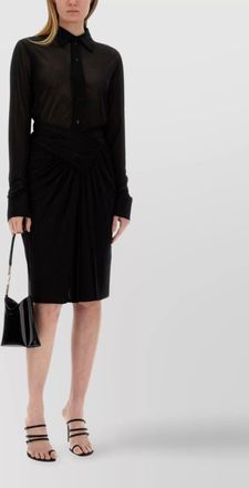 Saint Laurent long sleeve sheer collared jersey top