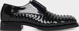 Bottega Veneta Men & apos;s Smashed Intrecciato Leather Derby Shoes